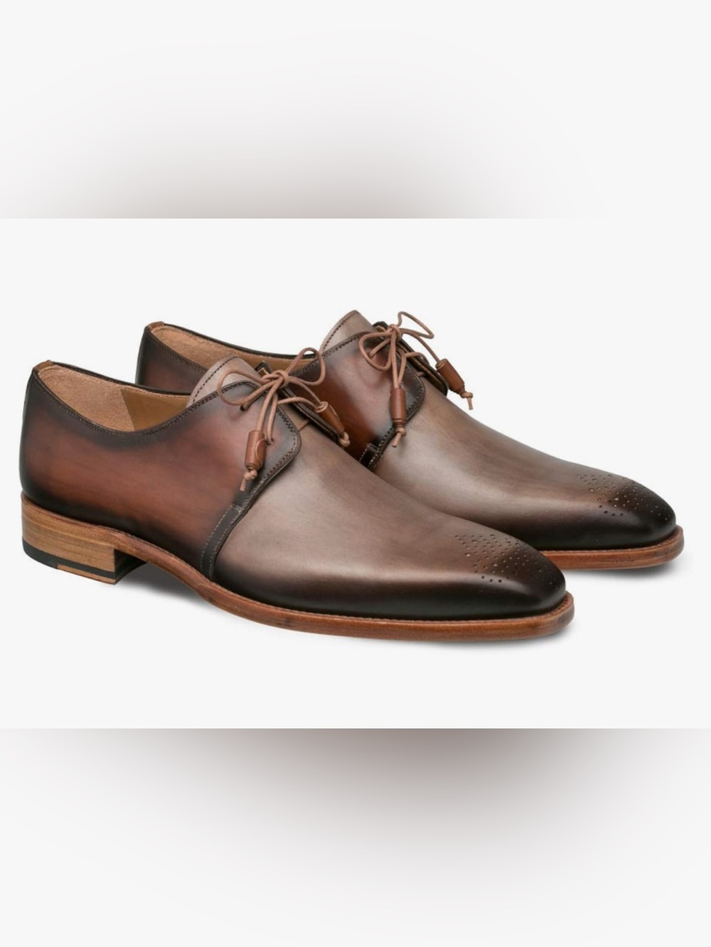 New Mezlan Montes Two-Tone Hand-Burnished Leather Derby – Men's Size 11